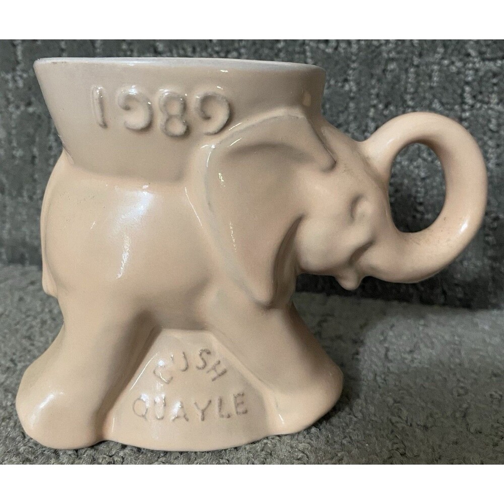 Frankoma Elephant Political 1989 GOP Mug Bush Quayle Vtg